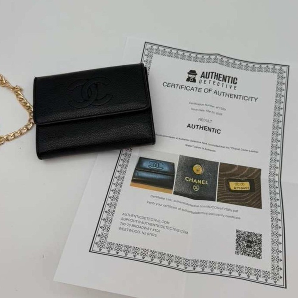 Chanel CC Black Caviar Leather Wallet Authentic Vintage With Certificate - Picture 3 of 16